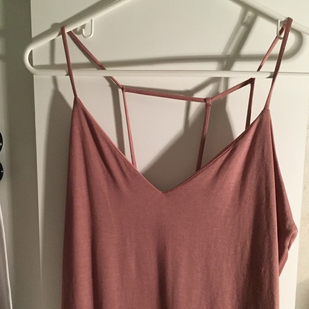 Pink/purple strappy long mid dress (passed knee)